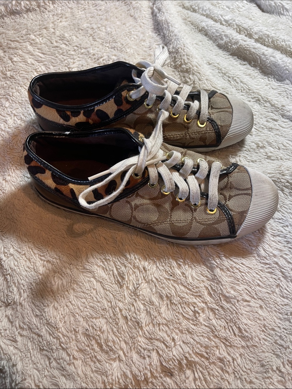 Coach Barrett leopard print sneakers size 7 1/2 B